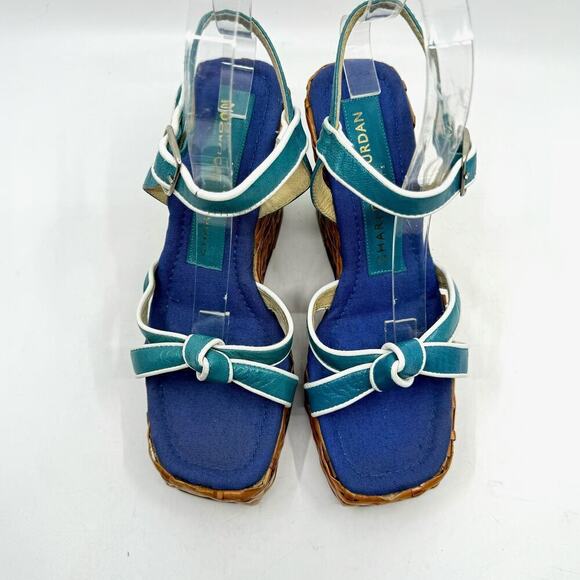 Vintage CHARLES JOURDAN Wicker Platform "Pin-up" Strappy Sandals - Picture 5 of 11